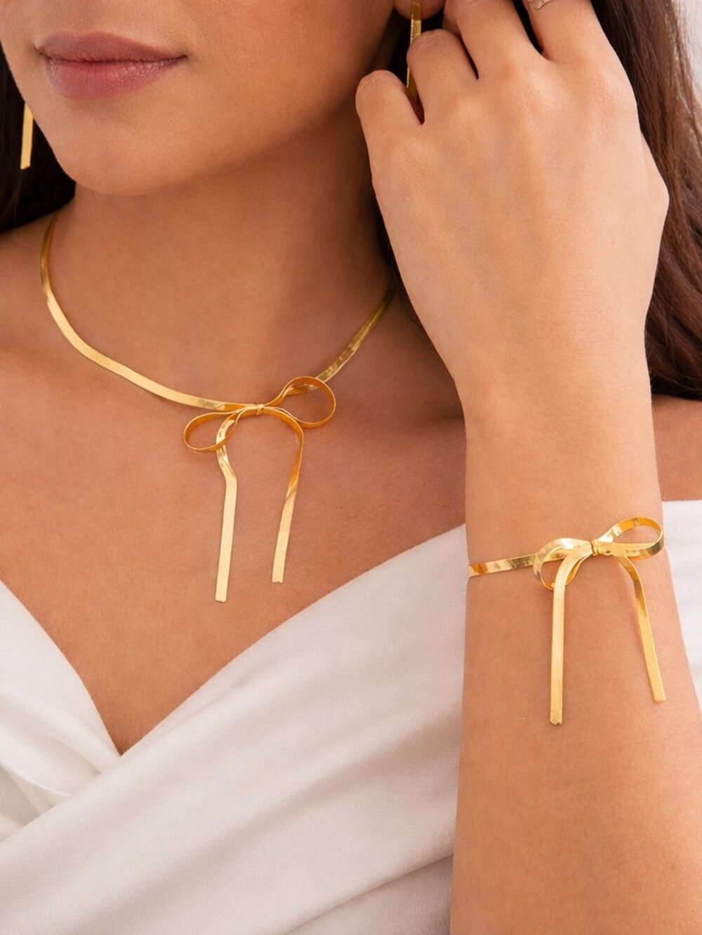 ❤️ FREE Bow Girly Coquette Elegant Fancy Sweet Hippie Necklace and Bracelet Set